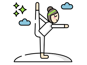 Yogadvisor - Image of a computer with a character doing Yoga